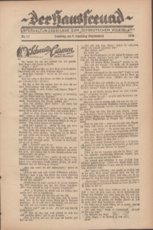Der Hausfreund : Unterhaltungsbeilage zum „Ostdeutschen Volksblatt”.1928, Nr. 13 (9 Scheiding [September])