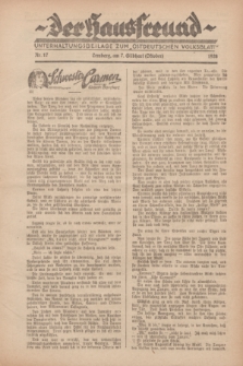 Der Hausfreund : Unterhaltungsbeilage zum „Ostdeutschen Volksblatt”.1928, Nr. 17 (7 Gilbhart [Oktober])