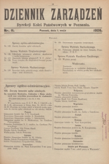 Dziennik Zarządzeń Dyrekcji Kolei Państwowych w Poznaniu.1926, nr 11 (1 maja)