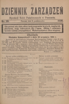 Dziennik Zarządzeń Dyrekcji Kolei Państwowych w Poznaniu.1926, nr 26 (9 października)