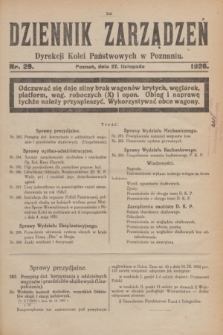 Dziennik Zarządzeń Dyrekcji Kolei Państwowych w Poznaniu.1926, nr 29 (27 listopada)