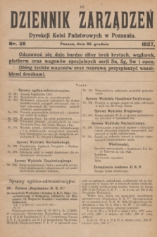Dziennik Zarządzeń Dyrekcji Kolei Państwowych w Poznaniu.1927, nr 37 (30 grudnia)