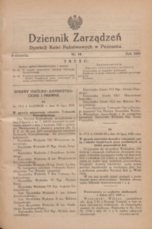 Dziennik Zarządzeń Dyrekcji Kolei Państwowych w Poznaniu.1928, nr 14 (8 sierpnia)