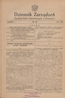 Dziennik Zarządzeń Dyrekcji Kolei Państwowych w Poznaniu.1928, nr 22 (1 grudnia)