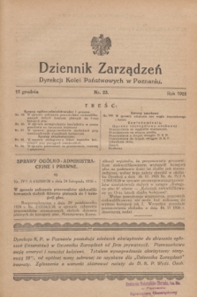 Dziennik Zarządzeń Dyrekcji Kolei Państwowych w Poznaniu.1928, nr 23 (17 grudnia)