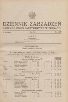 Dziennik Zarządzeń Dyrekcji Kolei Państwowych w Poznaniu.1929, nr 12 (30 czerwca)