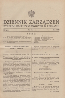 Dziennik Zarządzeń Dyrekcji Kolei Państwowych w Poznaniu.1929, nr 13 (12 lipca)