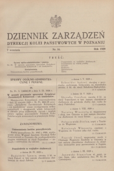 Dziennik Zarządzeń Dyrekcji Kolei Państwowych w Poznaniu.1929, nr 16 (7 września)