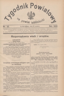 Tygodnik Powiatowy na powiat lubliniecki.1933, nr 22 (10 czerwca)