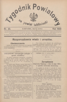 Tygodnik Powiatowy na powiat lubliniecki.1933, nr 23 (17 czerwca)