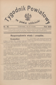 Tygodnik Powiatowy na powiat lubliniecki.1933, nr 35 (23 września)
