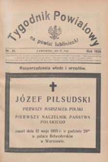 Tygodnik Powiatowy na powiat lubliniecki.1935, nr 21 (25 maja)