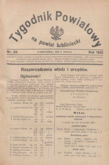 Tygodnik Powiatowy na powiat lubliniecki.1935, nr 23 (8 czerwca)
