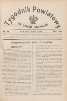 Tygodnik Powiatowy na powiat lubliniecki.1935, nr 38 (28 września)