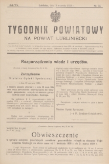 Tygodnik Powiatowy na powiat lubliniecki.R.15, nr 35 (3 września 1938)