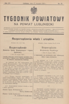 Tygodnik Powiatowy na Powiat Lubliniecki.R.15, nr 37 (17 września 1938)