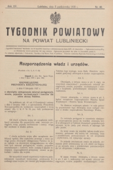 Tygodnik Powiatowy na powiat lubliniecki.R.15, nr 40 (8 października 1938)