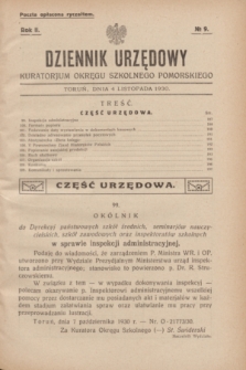 Dziennik Urzędowy Kuratorjum Okręgu Szkolnego Pomorskiego.R.2, № 9 (4 listopada 1930)