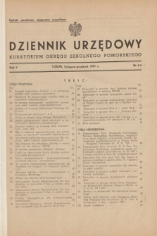 Dziennik Urzędowy Kuratorium Okręgu Szkolnego Pomorskiego.R.5, nr 3/4 (listopad-grudzień 1937)