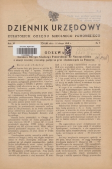 Dziennik Urzędowy Kuratorium Okręgu Szkolnego Pomorskiego.R.11, nr 1 (12 lutego 1948)