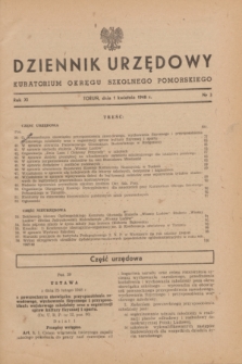 Dziennik Urzędowy Kuratorium Okręgu Szkolnego Pomorskiego.R.11, nr 3 (1 kwietnia 1948)
