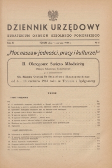Dziennik Urzędowy Kuratorium Okręgu Szkolnego Pomorskiego.R.11, nr 5 (1 czerwca 1948)