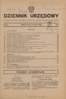 Dziennik Urzędowy Kuratorium Okręgu Szkolnego Pomorskiego.R.11, nr 8 (25 września 1948)