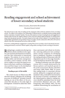 Reading engagement and school achievement of lower secondary school students