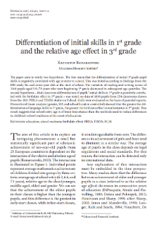 Differentiation of initial skills in 1st grade and the relative age effect in 3rd grade