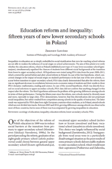 Education reform and inequality: fifteen years of new lower secondary schools in Poland