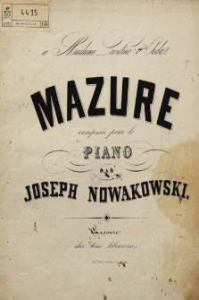 Mazure : composée pour le piano