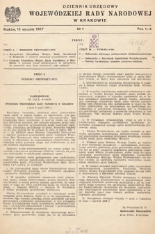 Dziennik Urzędowy Wojewódzkiej Rady Narodowej w Krakowie. 1957, nr 1 |PDF|