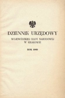 Dziennik Urzędowy Wojewódzkiej Rady Narodowej w Krakowie. 1969, skorowidz alfabetyczny. |PDF|