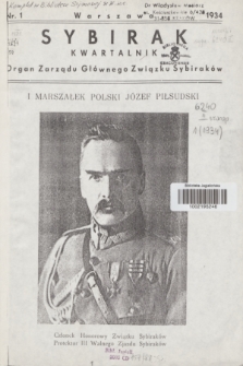 Sybirak : organ Zarządu Głównego Związku Sybiraków.R.1, nr 1 (1934)