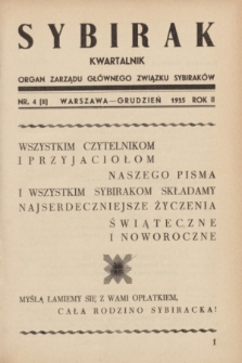 Sybirak : organ Zarządu Głównego Związku Sybiraków.R.2, nr 4 (grudzień 1935) = nr 8