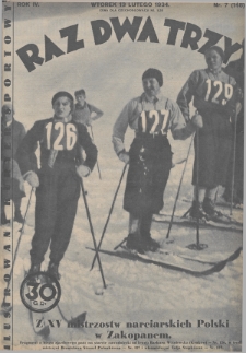 Raz, Dwa, Trzy : ilustrowany kuryer sportowy. 1934, nr 7