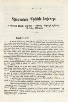[Kadencja I, sesja III, al. 76] Alegaty do Sprawozdań Stenograficznych z Trzeciej Sesyi Sejmu Galicyjskiego z roku 1865-1866. Alegat 76
