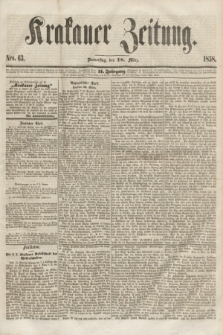Krakauer Zeitung.Jg.2, Nro. 63 (18 März 1858)
