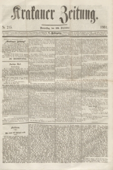 Krakauer Zeitung.Jg.5, Nr. 215 (19 September 1861)
