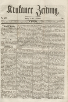 Krakauer Zeitung.Jg.5, Nr. 219 (24 September 1861)