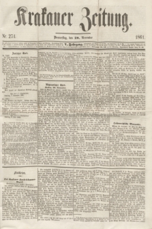 Krakauer Zeitung.Jg.5, Nr. 274 (28 November 1861)