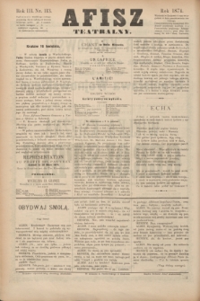 Afisz Teatralny.R.3, nr 113 (16 kwietnia 1874) + dod.