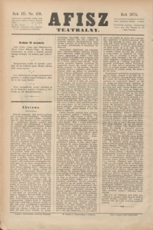 Afisz Teatralny.R.3, nr 158 (12 września 1874) + dod.