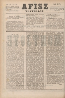 Afisz Teatralny.R.4, nr 51 (31 grudnia 1874) + dod.
