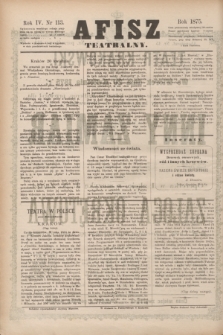Afisz Teatralny.R.4, nr 113 (20 kwietnia 1875) + dod.