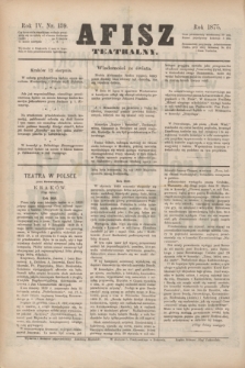Afisz Teatralny.R.4, nr 159 (12 sierpnia 1875) + dod.