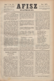 Afisz Teatralny.R.5, nr 20 (9 listopada 1875) + dod.