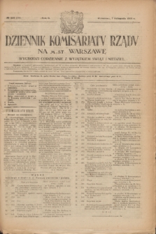 Dziennik Komisarjatu Rządu na M. St. Warszawę.R.2, № 251 (7 listopada 1921) = № 378