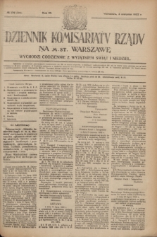 Dziennik Komisarjatu Rządu na M. St. Warszawę.R.3, № 172 (3 sierpnia 1922) = № 504