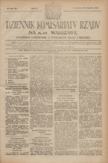 Dziennik Komisarjatu Rządu na M. St. Warszawę.R.3, № 261 (18 listopada 1922) = № 593